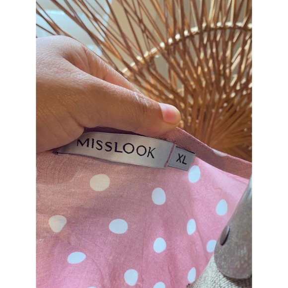 XL,POLKA DOT Blouse,pink polka dot shirt,women polka dot blouse - Picture 9 of 10